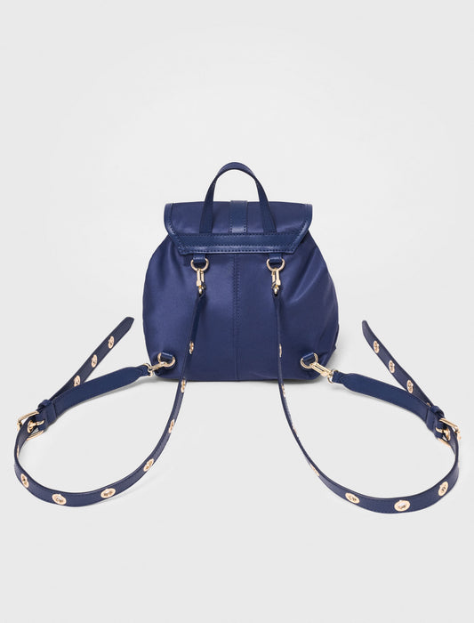 Mini leather and nylon backpack Marine Blue