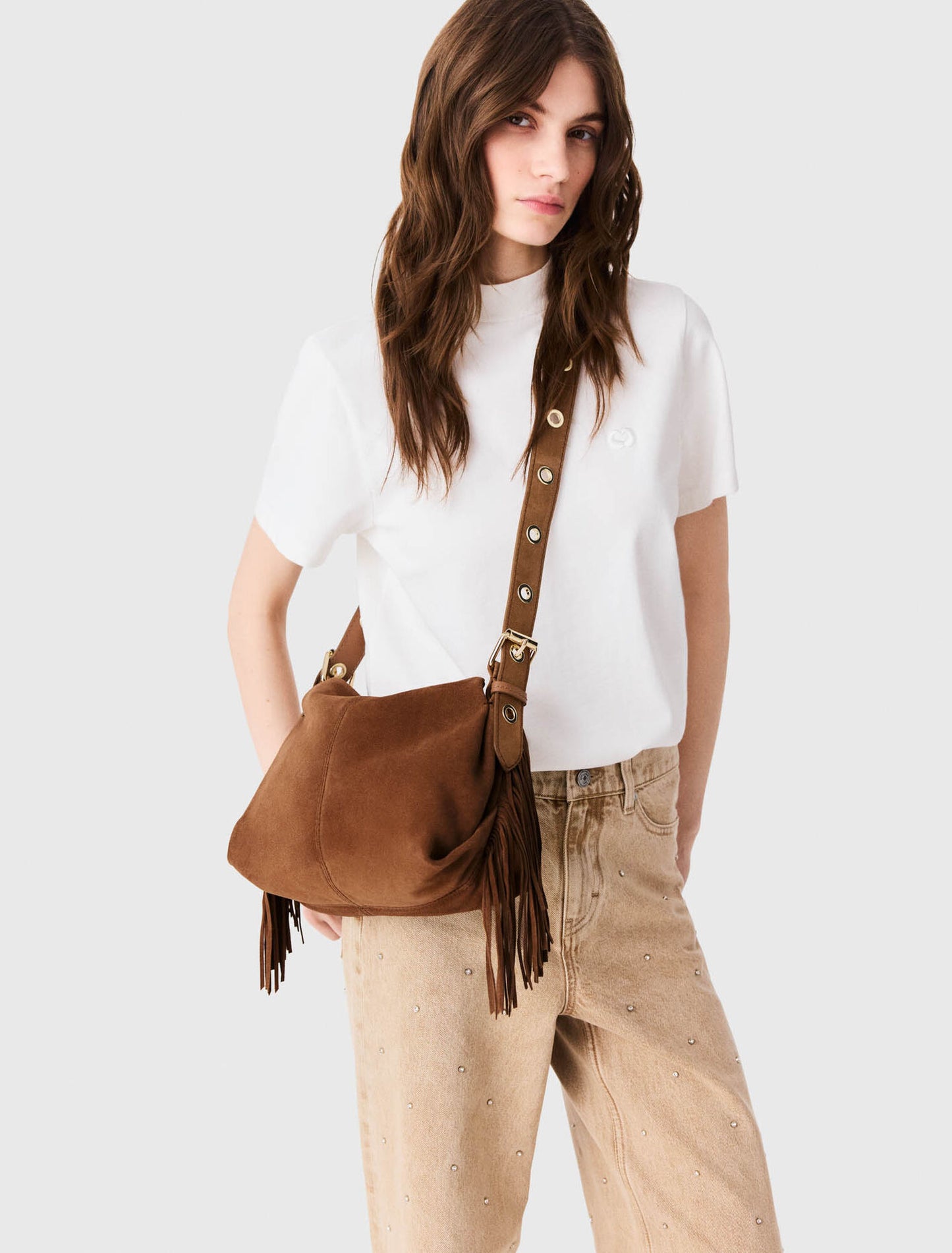 Suede Miss M bag Camel