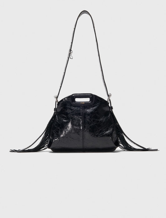 Miss M mini cracked leather bag Black