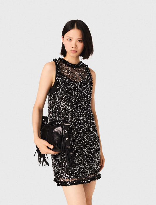 Miss M mini cracked leather bag Black