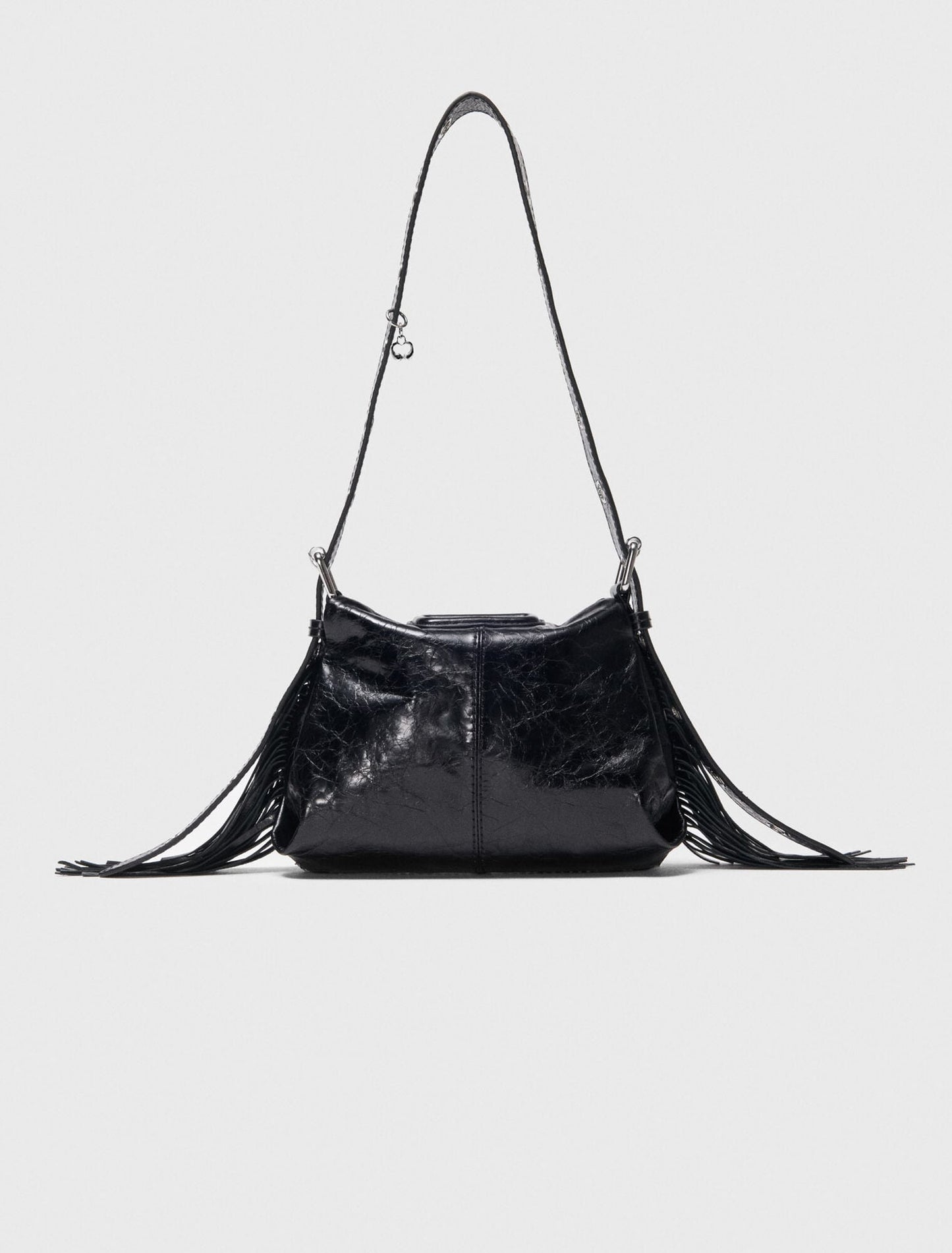 Miss M mini cracked leather bag Black