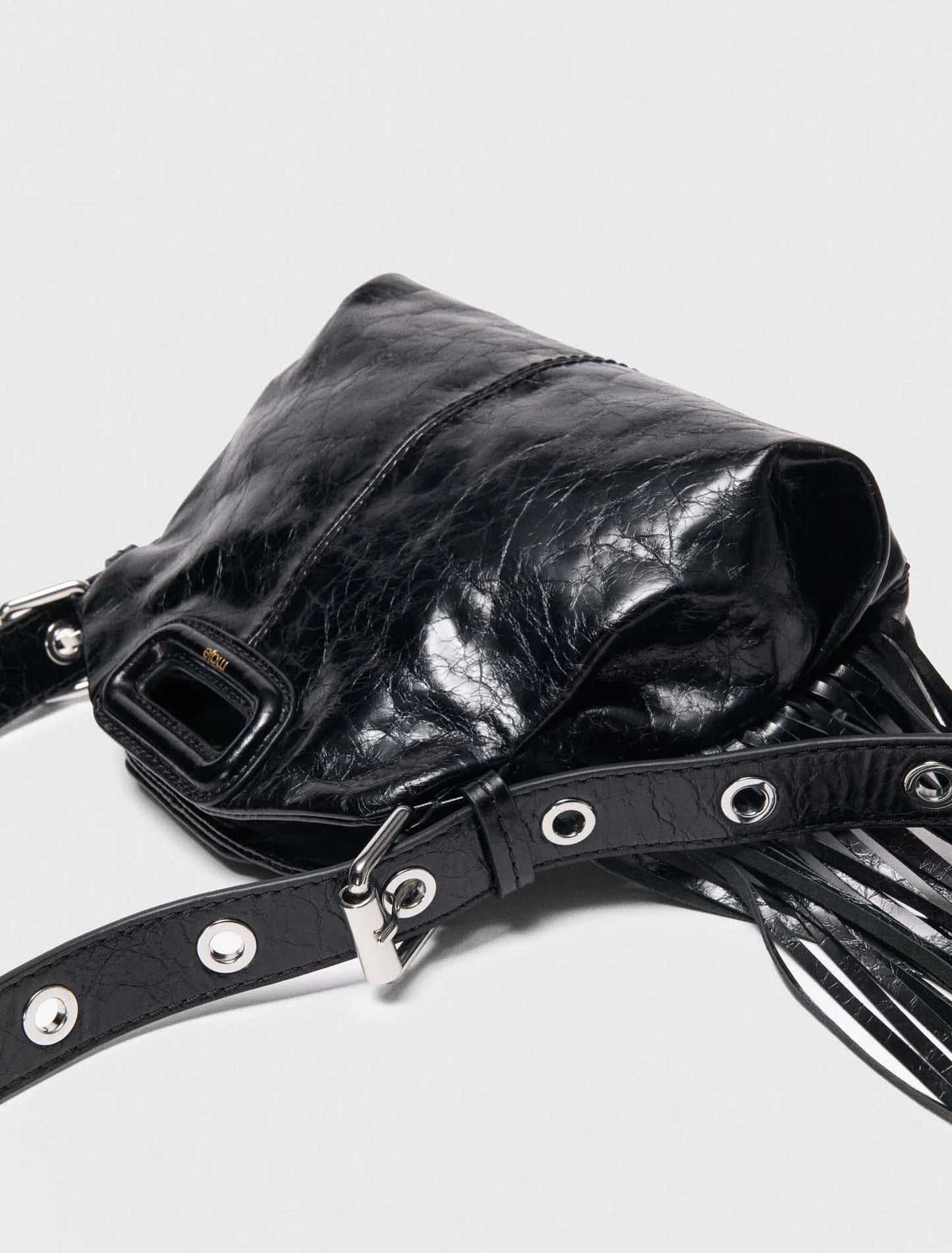 Miss M mini cracked leather bag Black