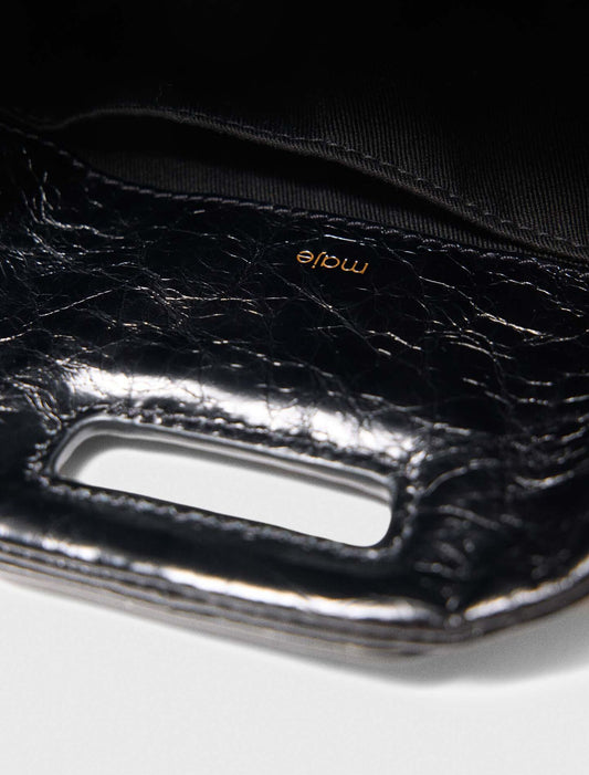 Miss M mini cracked leather bag Black