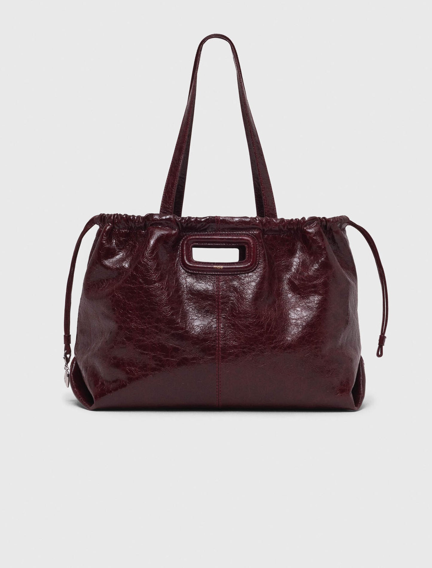Crackled leather M Tote bag Burgundy