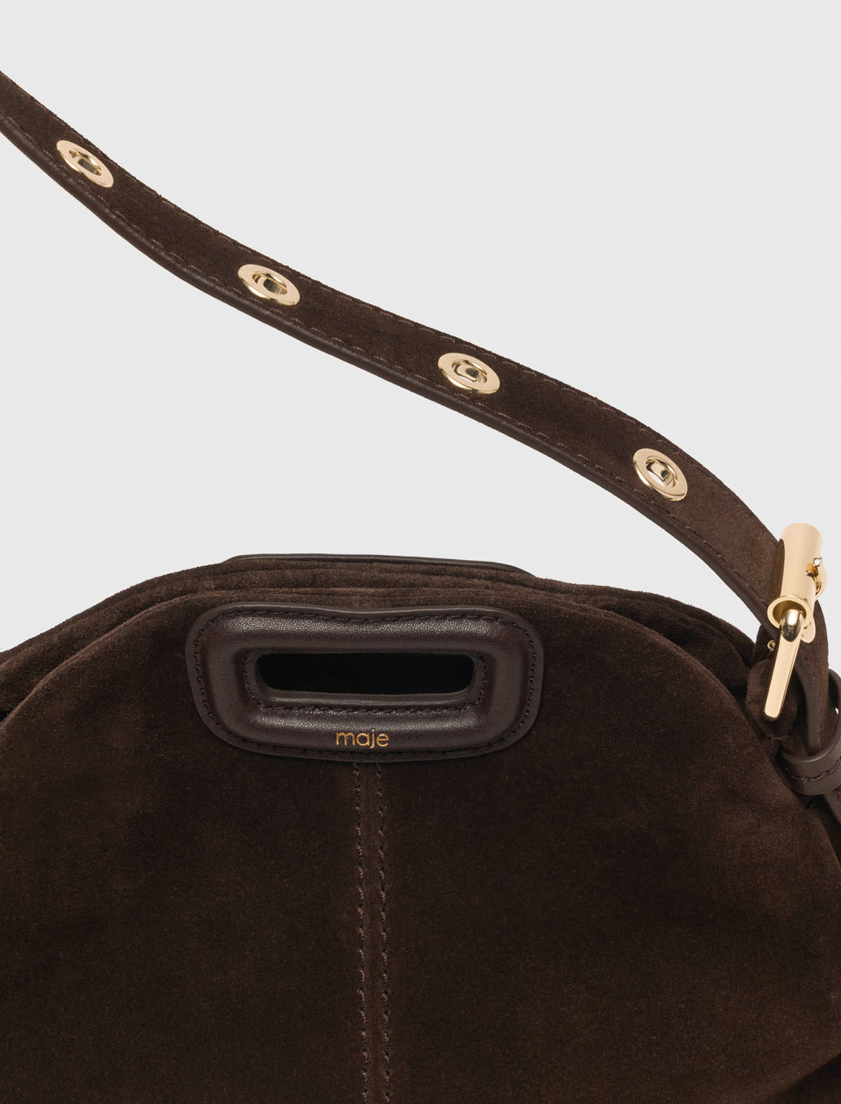 Suede leather mini Miss M bag Dark Brown