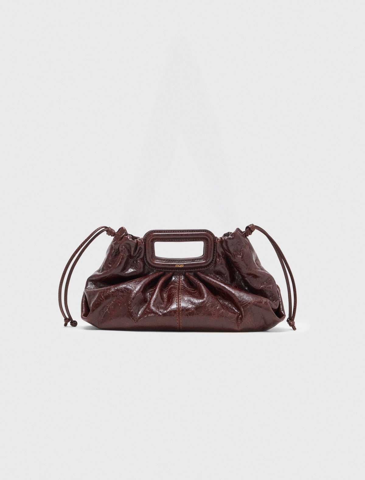 Crackled leather Milpli pouch Dark Brown