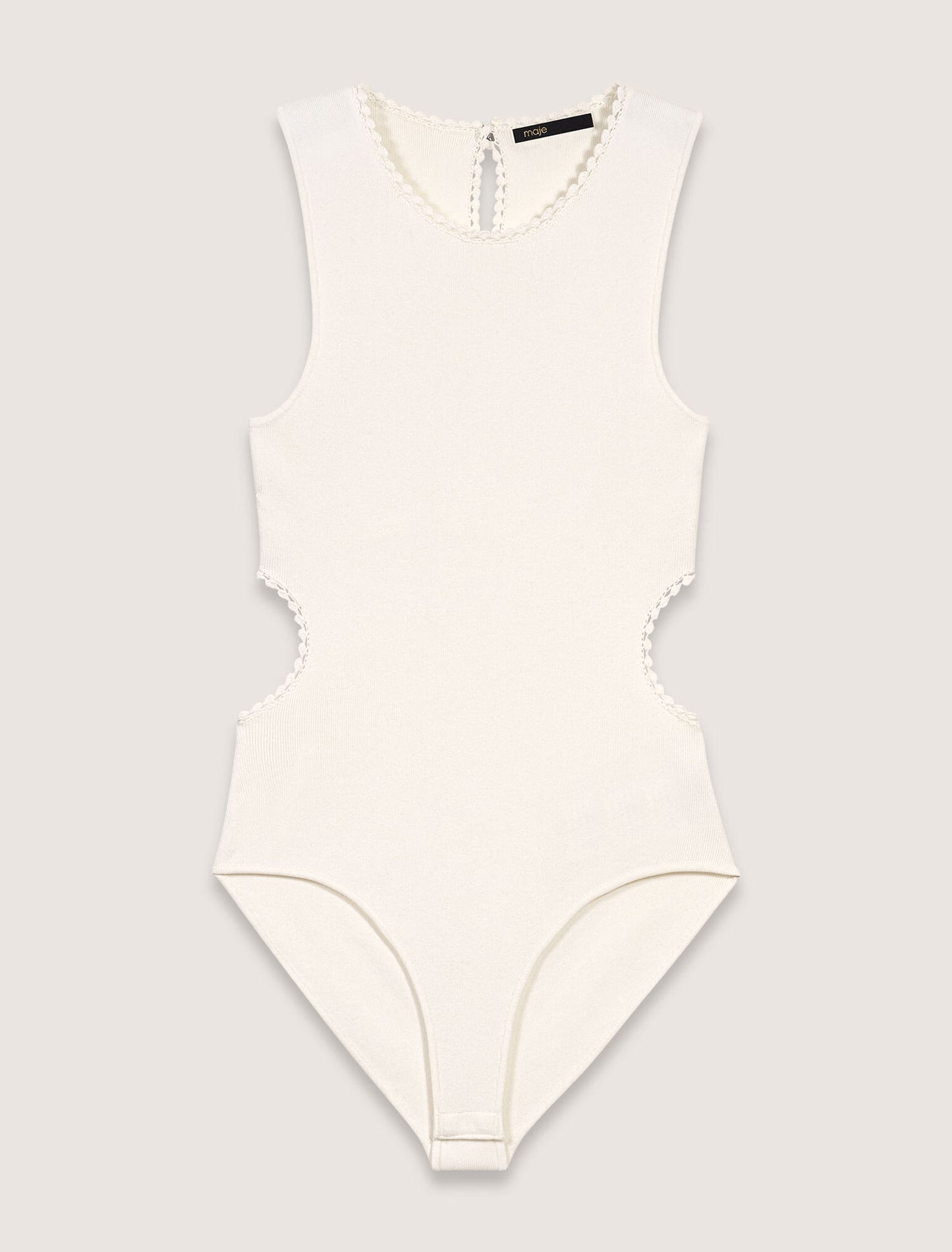 White-Backless Jewellery Neck Bodysuit