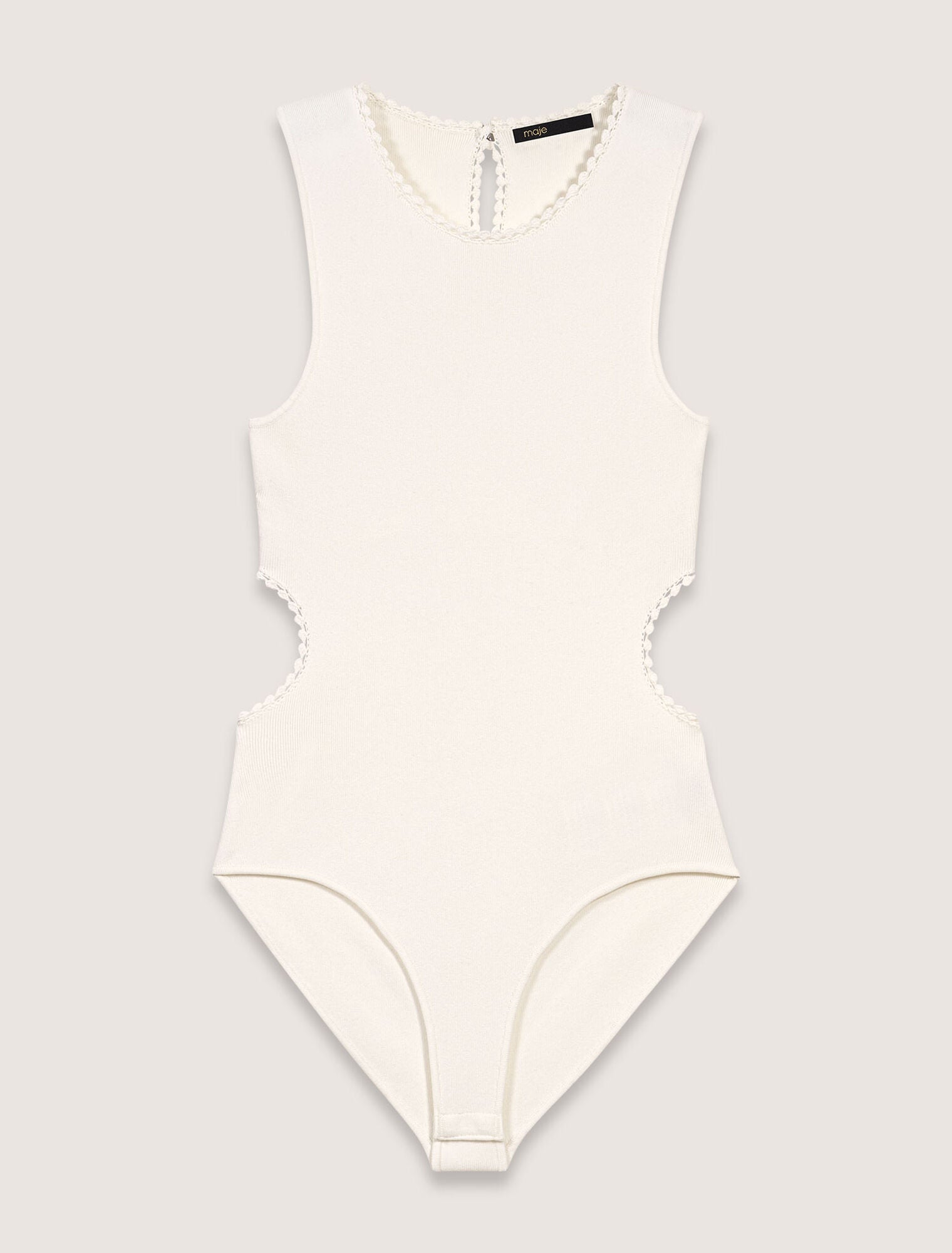 White-Backless Jewellery Neck Bodysuit