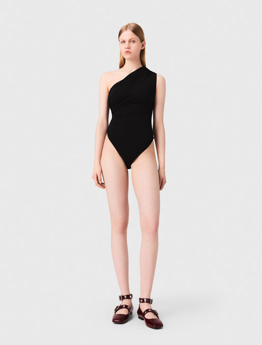 Black featured Asymmetric bodysuit