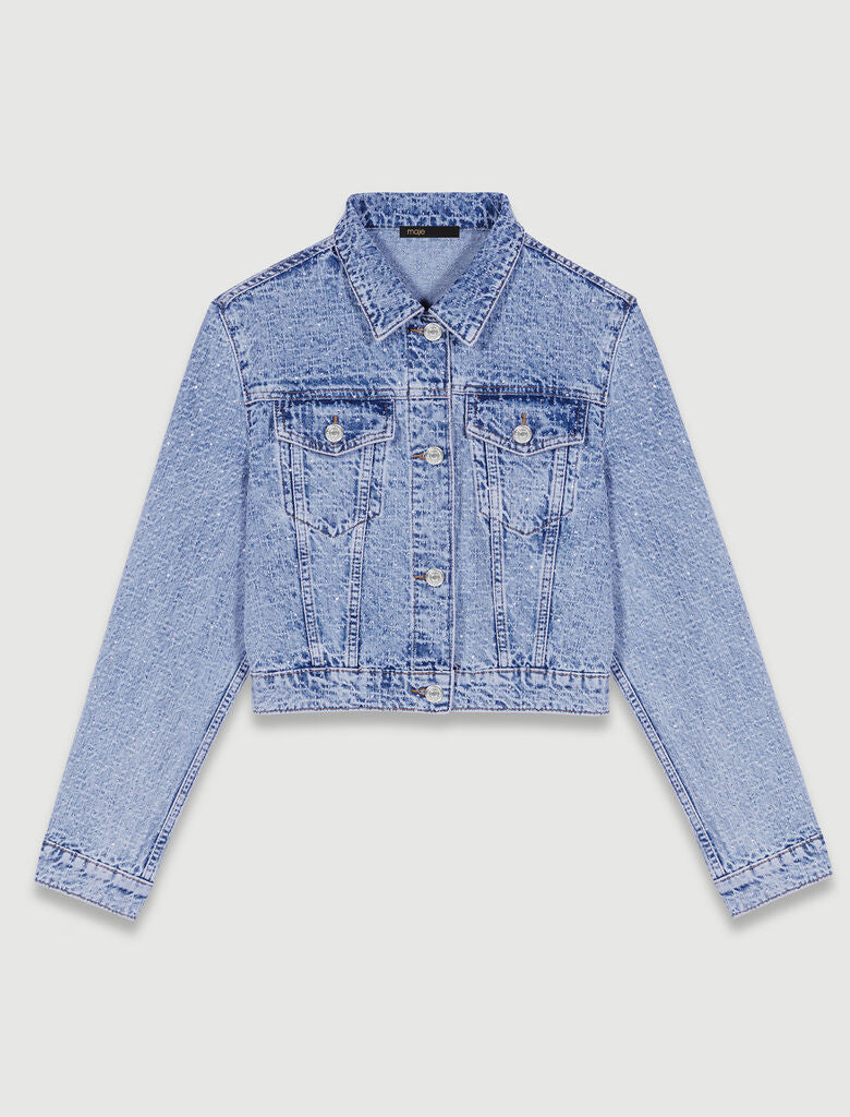 Shop Cropped Denim Jacket for Women Online in Dubai & UAE Maje.ae