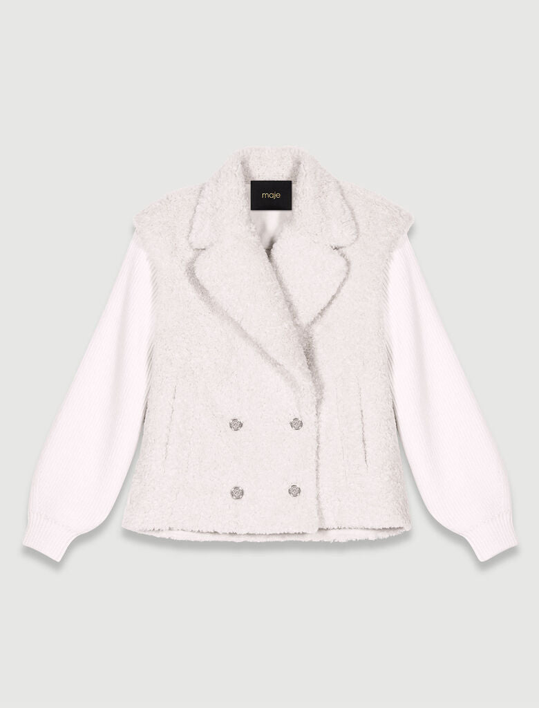 Beige-Two-material jacket