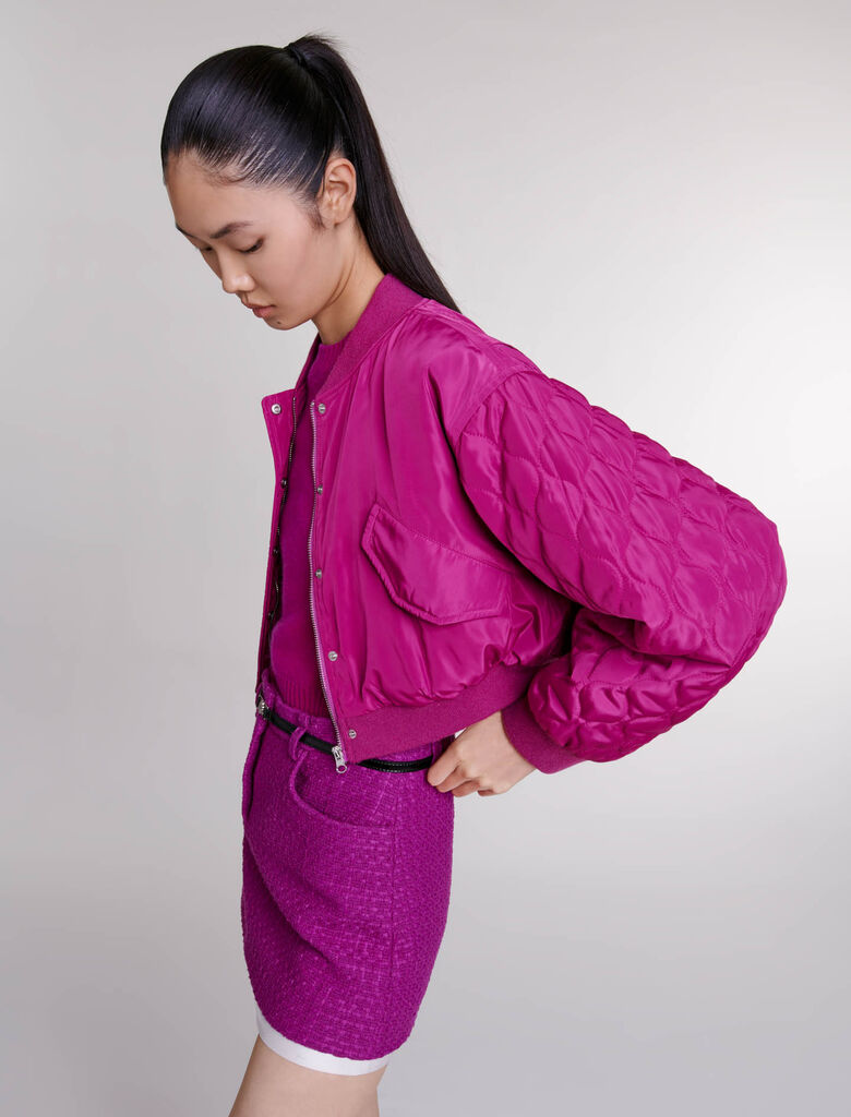 Fuchsia Pink-Short bomber jacket