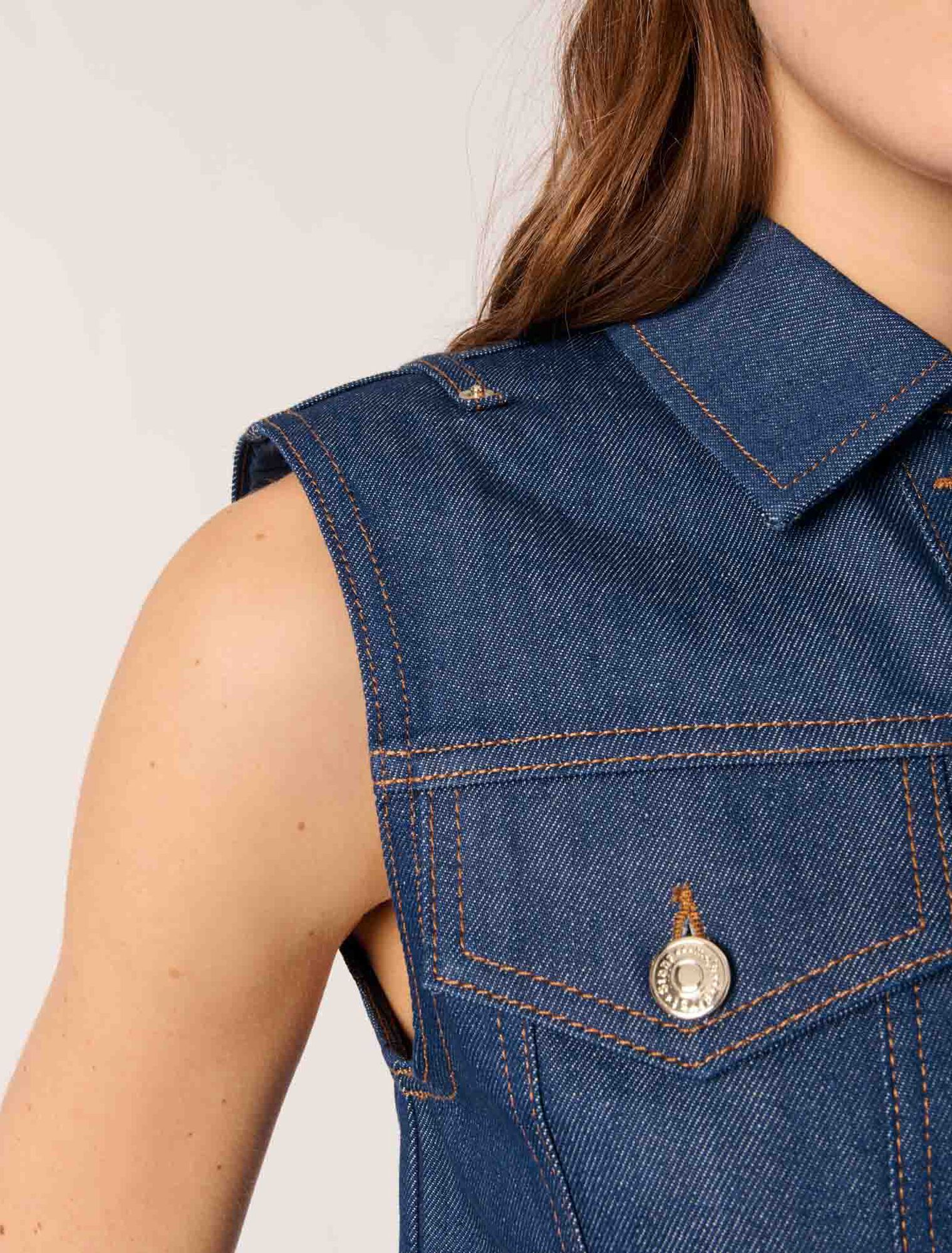 Navy-Denim Cropped Jacket