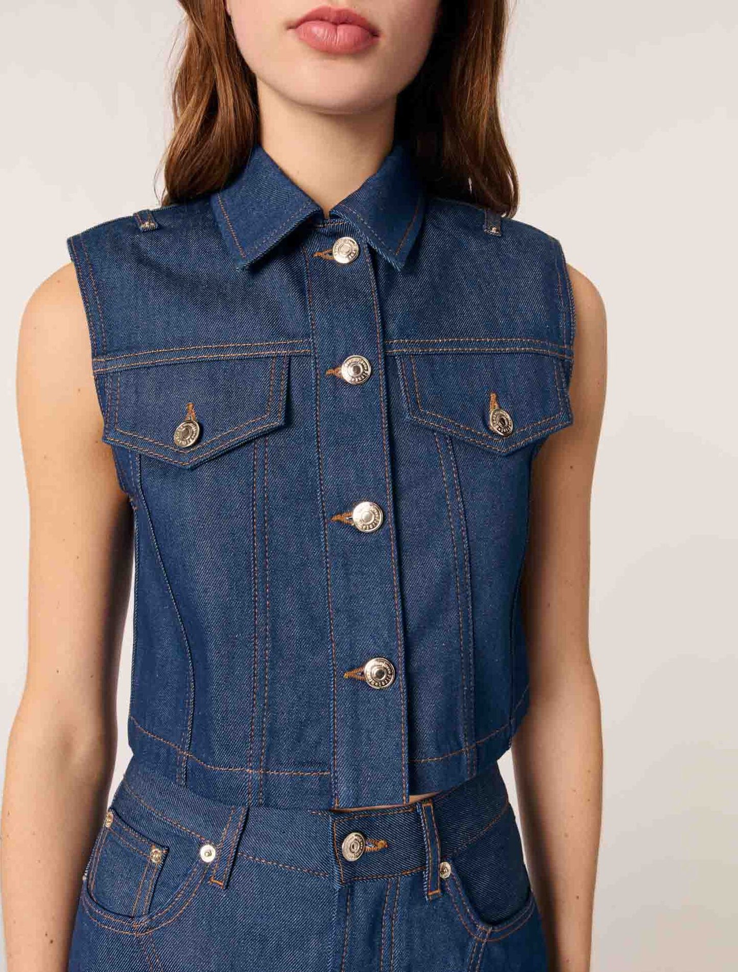 Navy-Denim Cropped Jacket