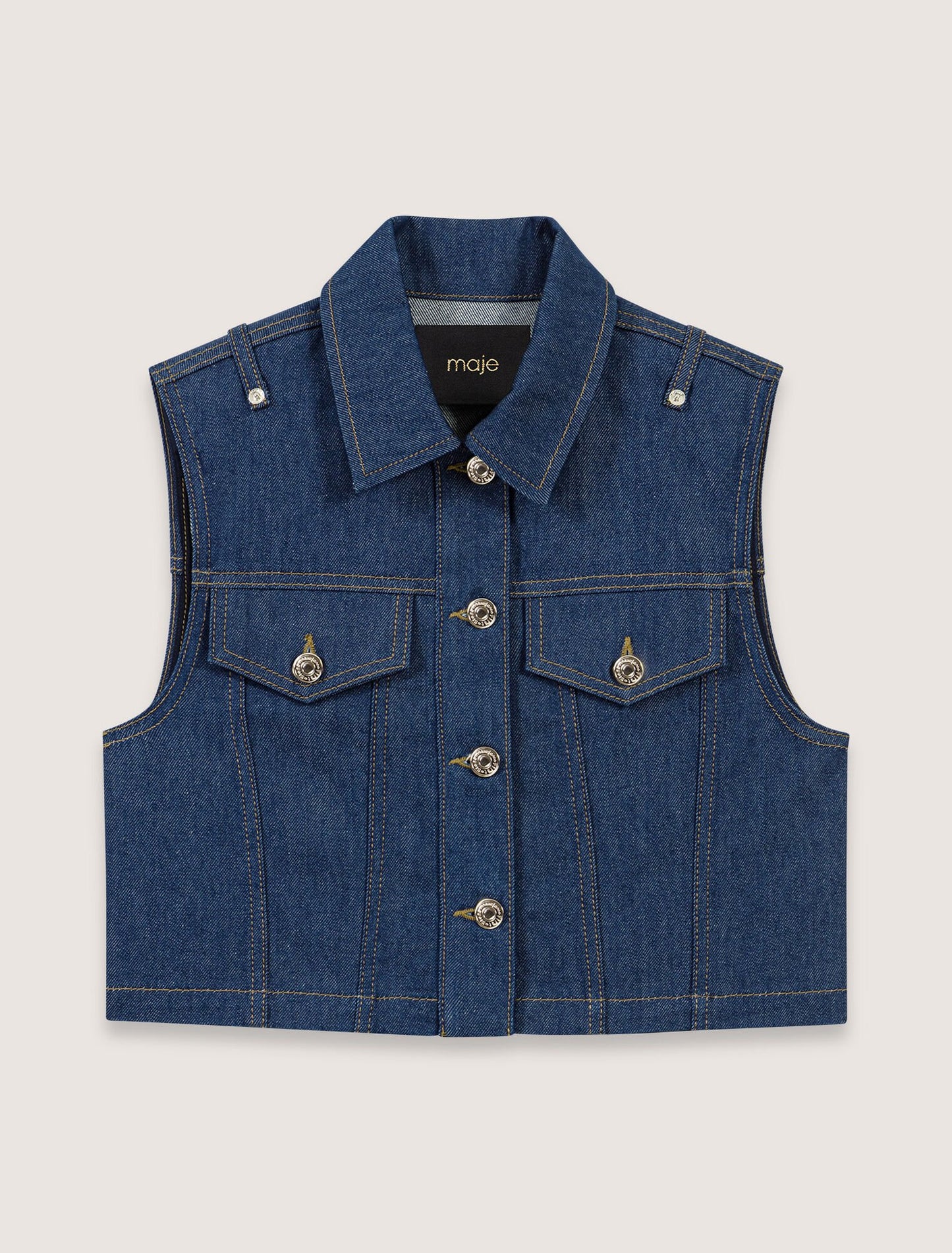 Navy-Denim Cropped Jacket