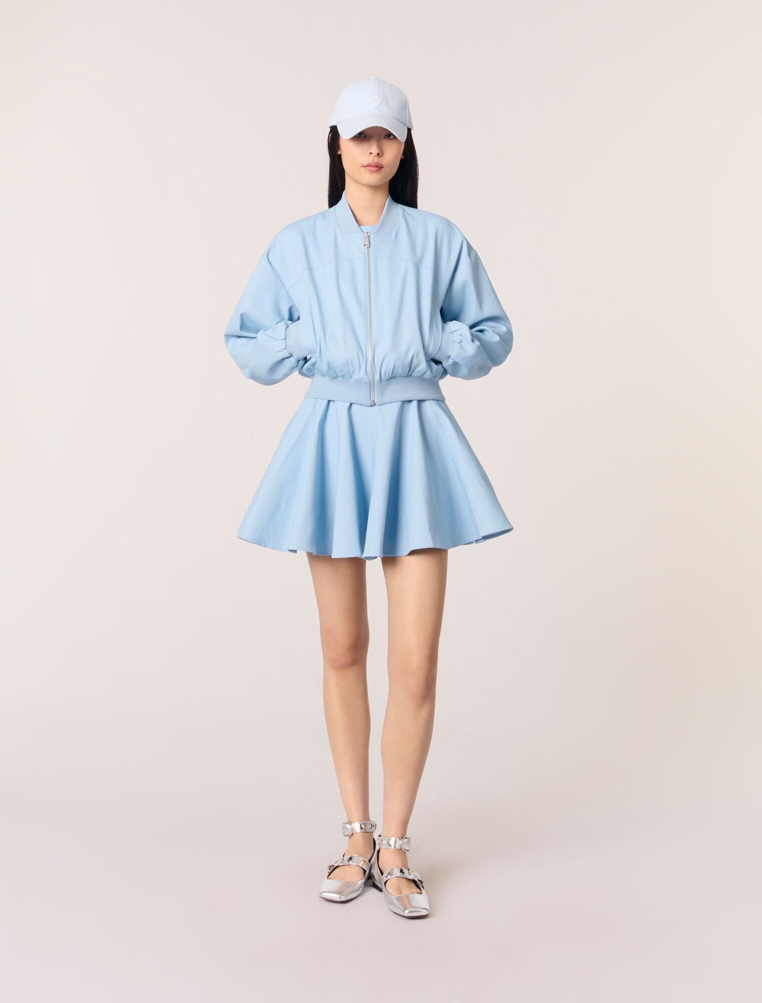 Blue Sky featured Cropped denim bomber jacket