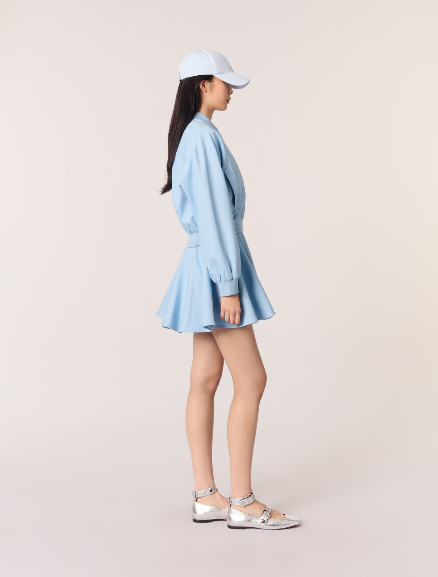Blue Sky Cropped denim bomber jacket