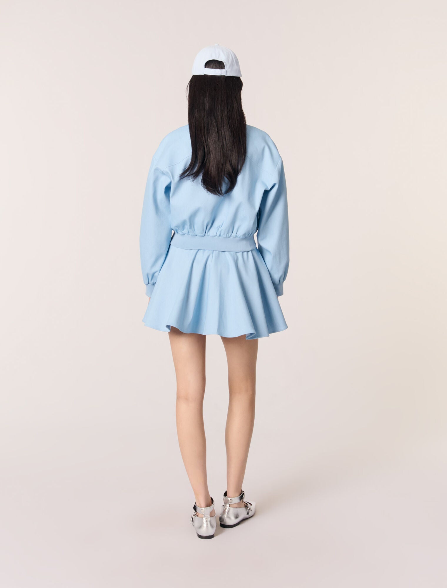 Blue Sky Cropped denim bomber jacket