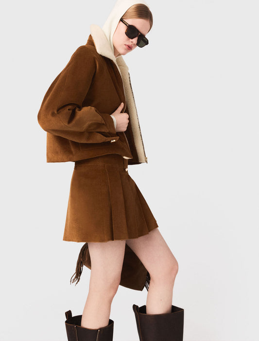 Cropped corduroy jacket Camel
