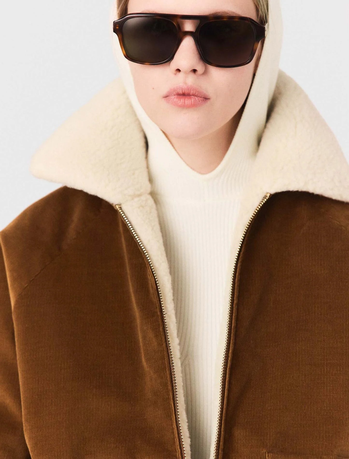 Cropped corduroy jacket Camel