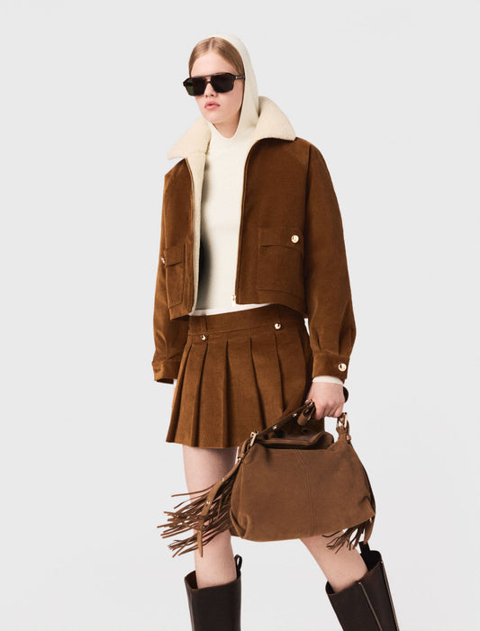 Cropped corduroy jacket Camel