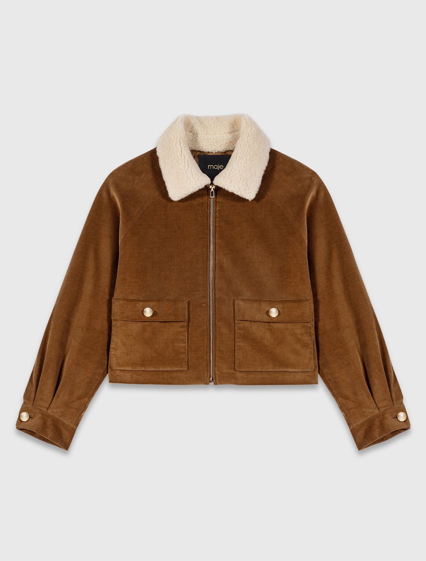 Cropped corduroy jacket Camel