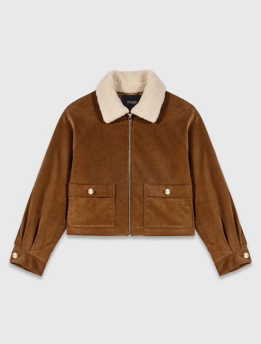 Cropped corduroy jacket Camel