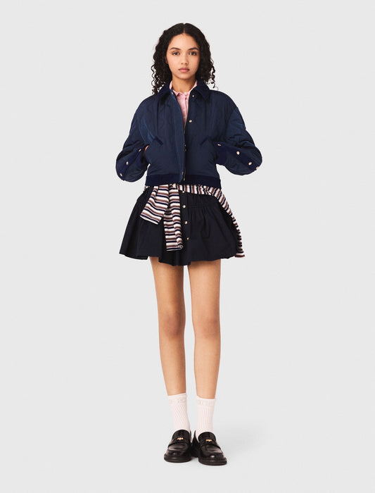Quilted Jacket With Velvet Details NAVY