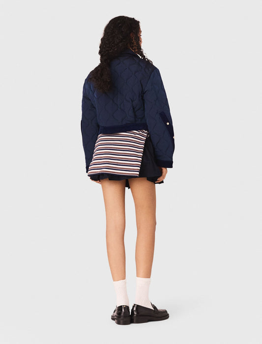 Quilted Jacket With Velvet Details NAVY