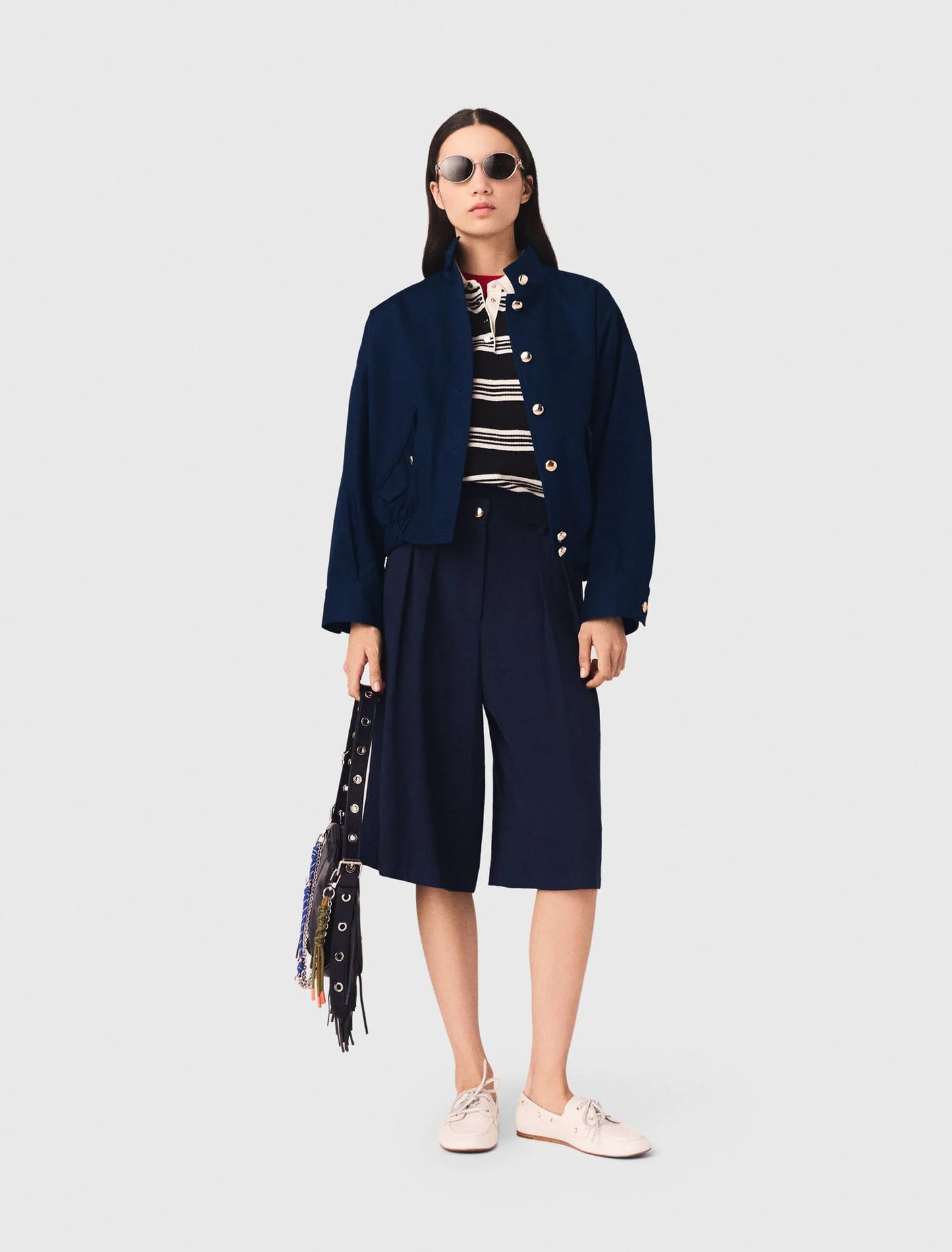 Cotton Bomber Jacket Navy