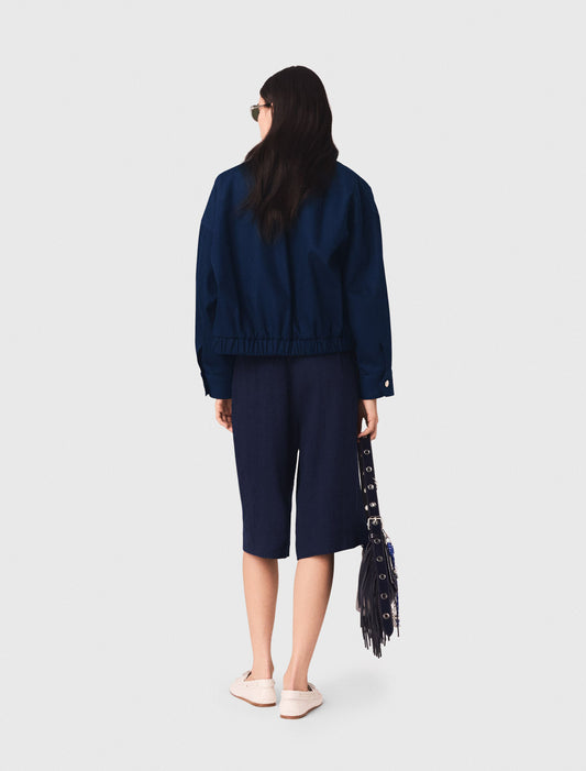 Cotton Bomber Jacket Navy
