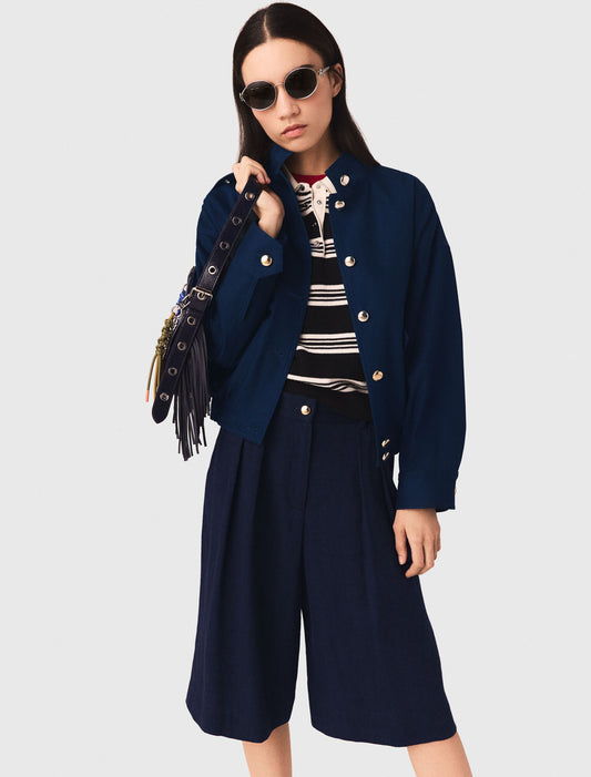 Cotton Bomber Jacket Navy