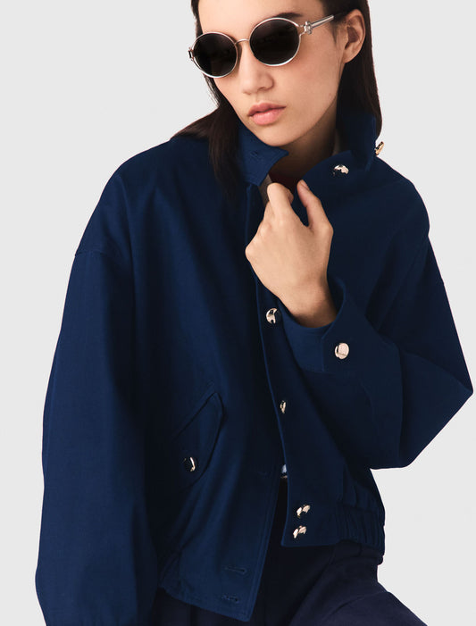 Cotton Bomber Jacket Navy