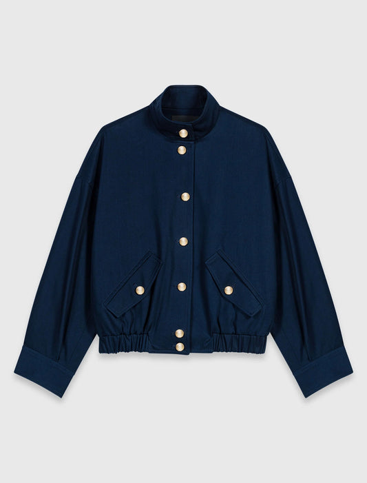 Cotton Bomber Jacket Navy