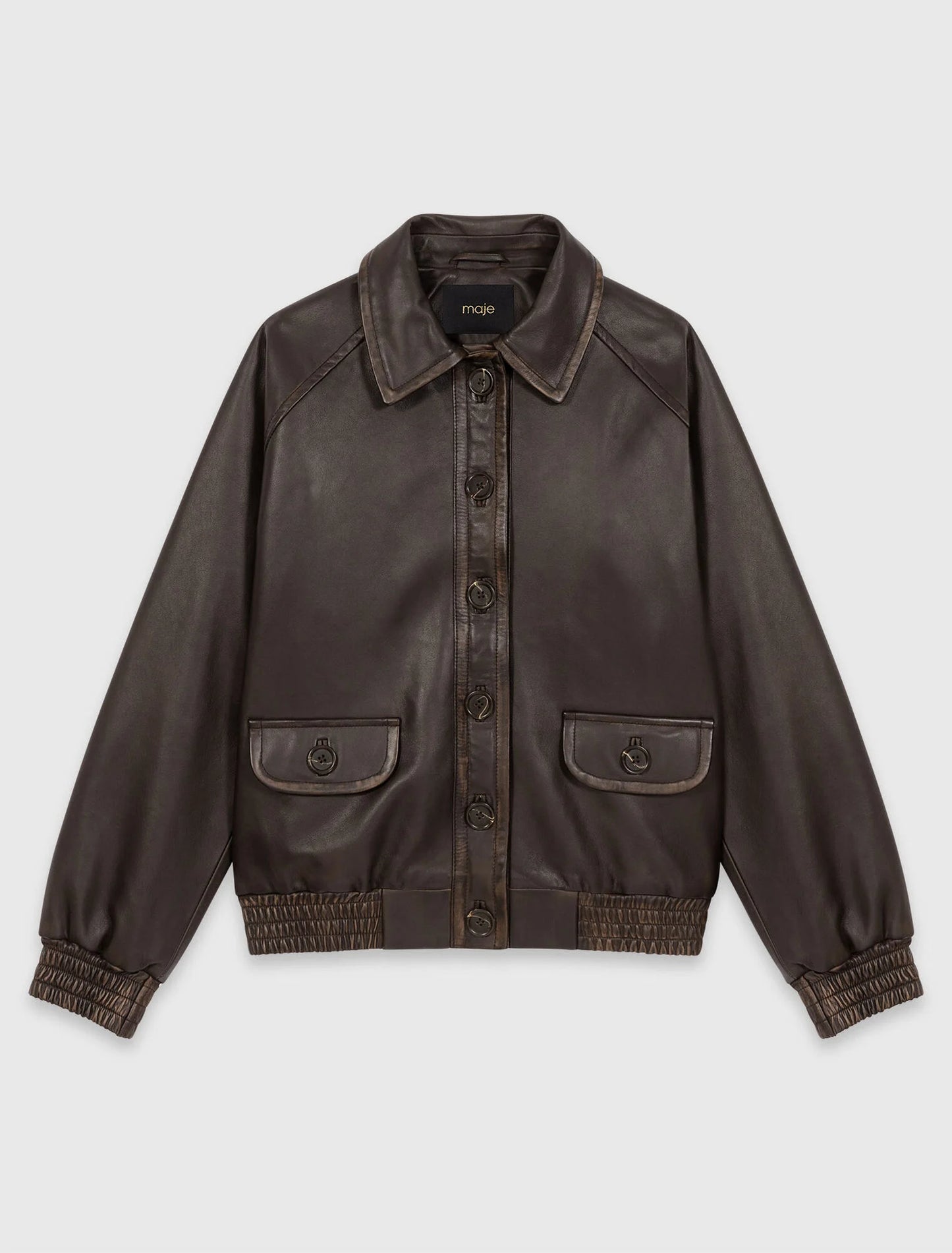 Cropped Leather Jacket Brown