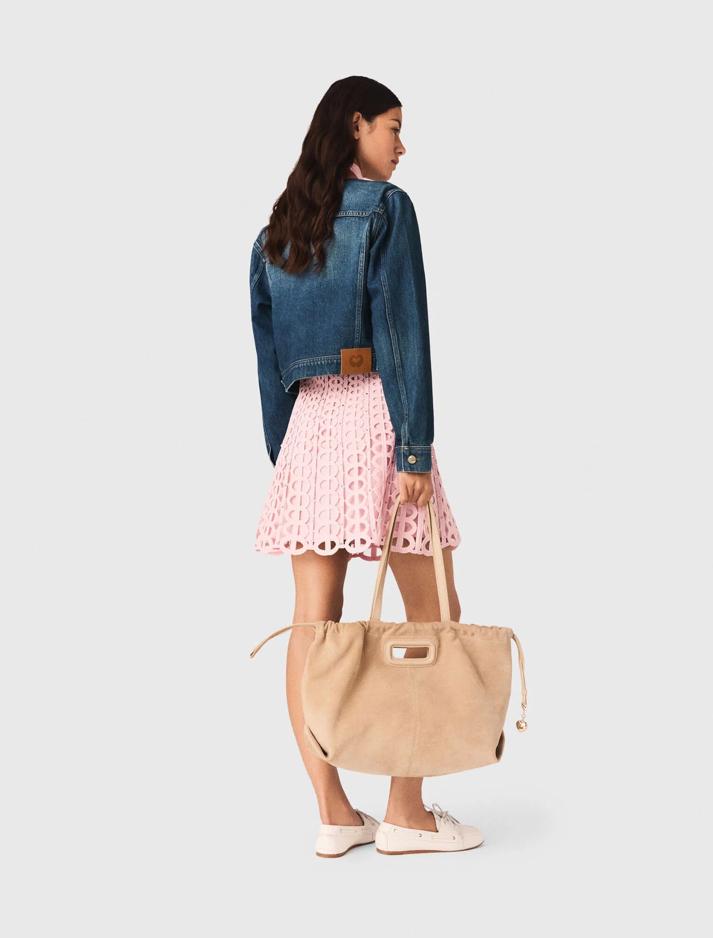 Denim Jacket With Leather Collar Blue