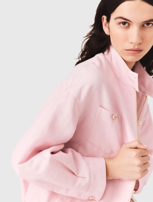 Linen blend bomber jacket Pink