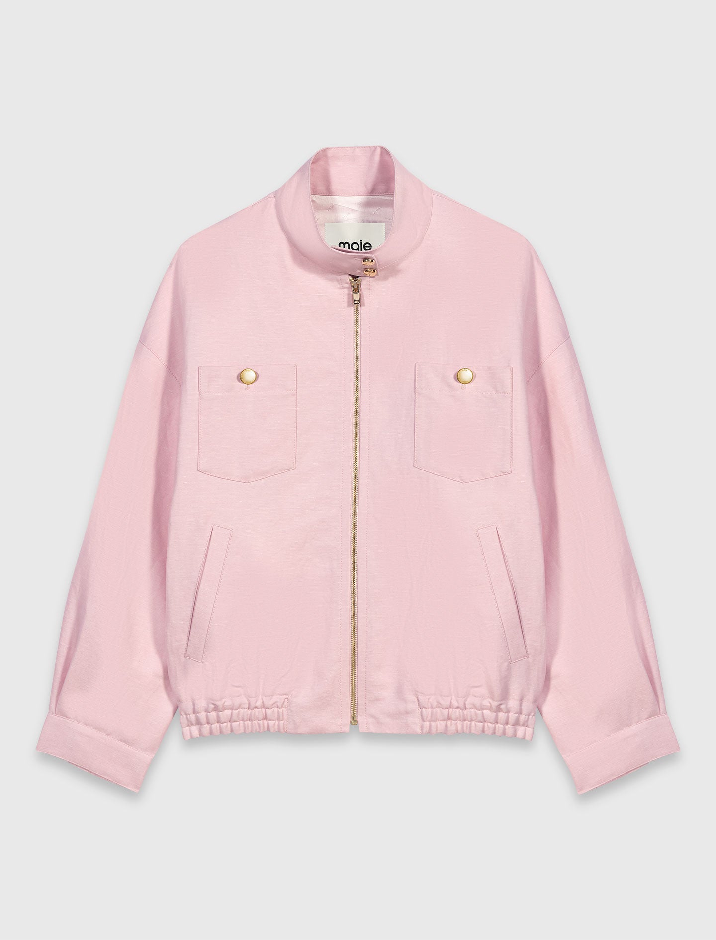 Linen blend bomber jacket Pink