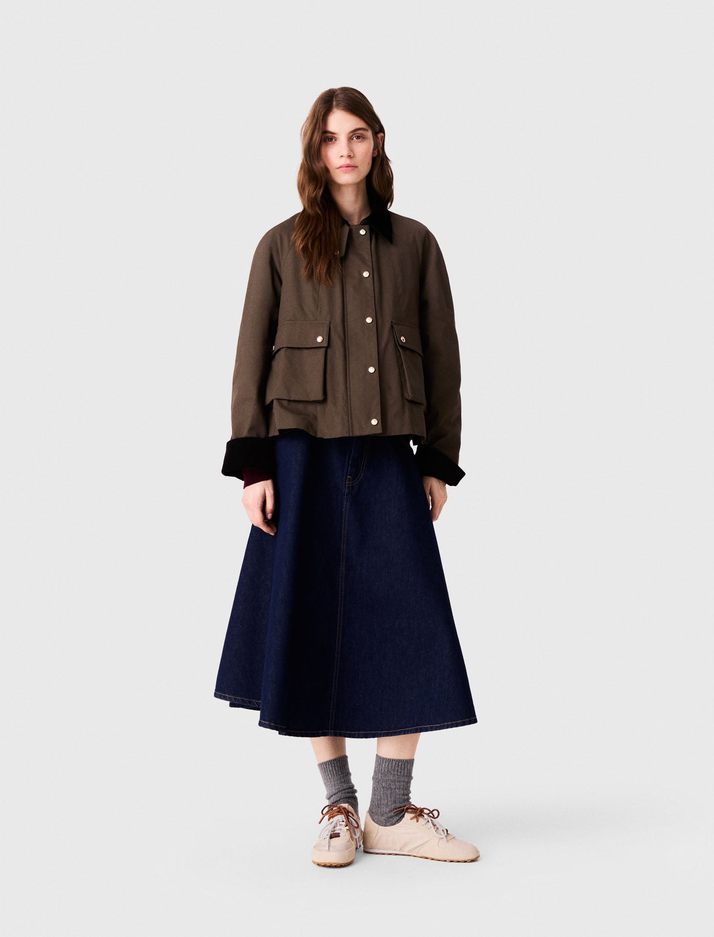 Cotton trapeze jacket Khaki
