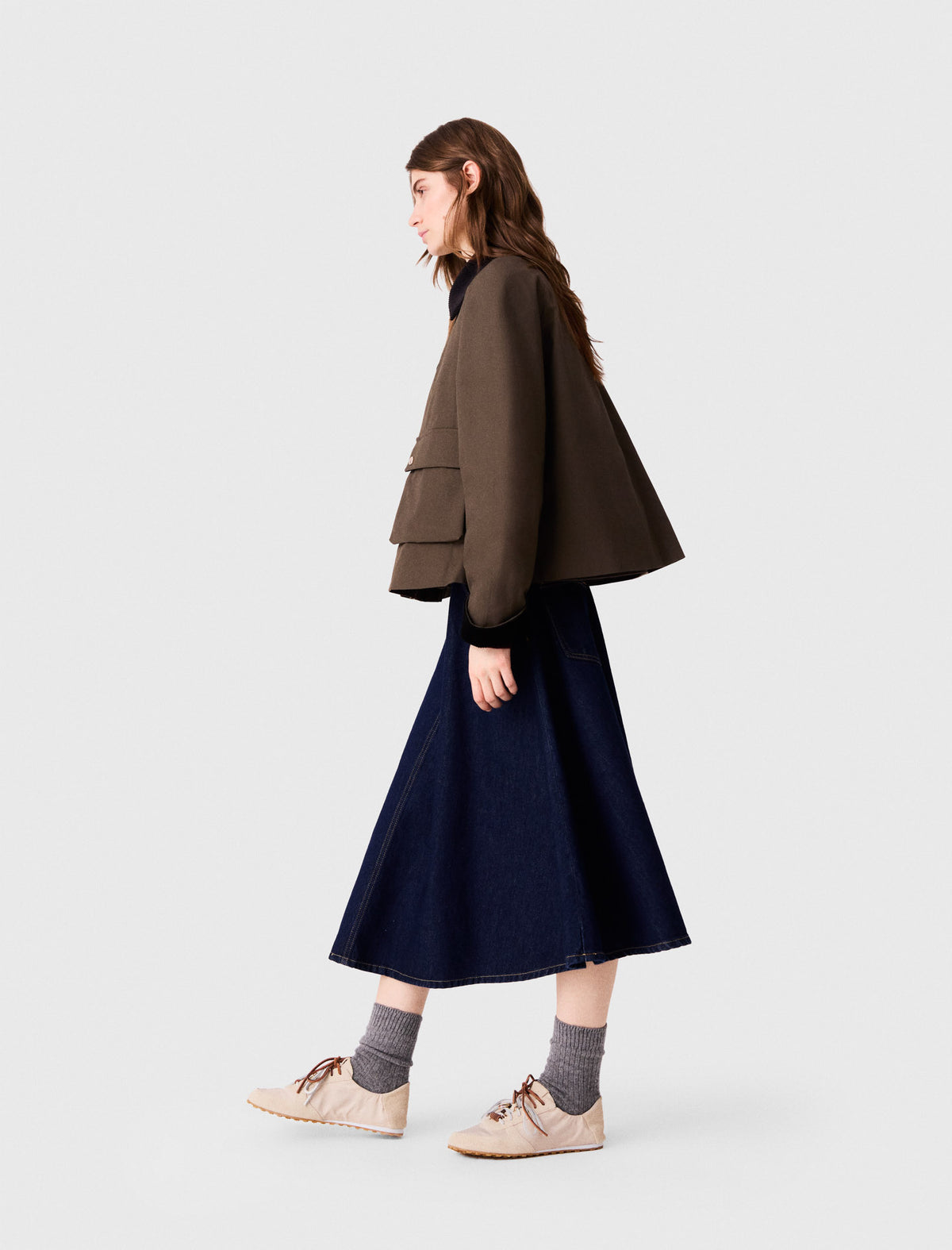 Cotton trapeze jacket Khaki