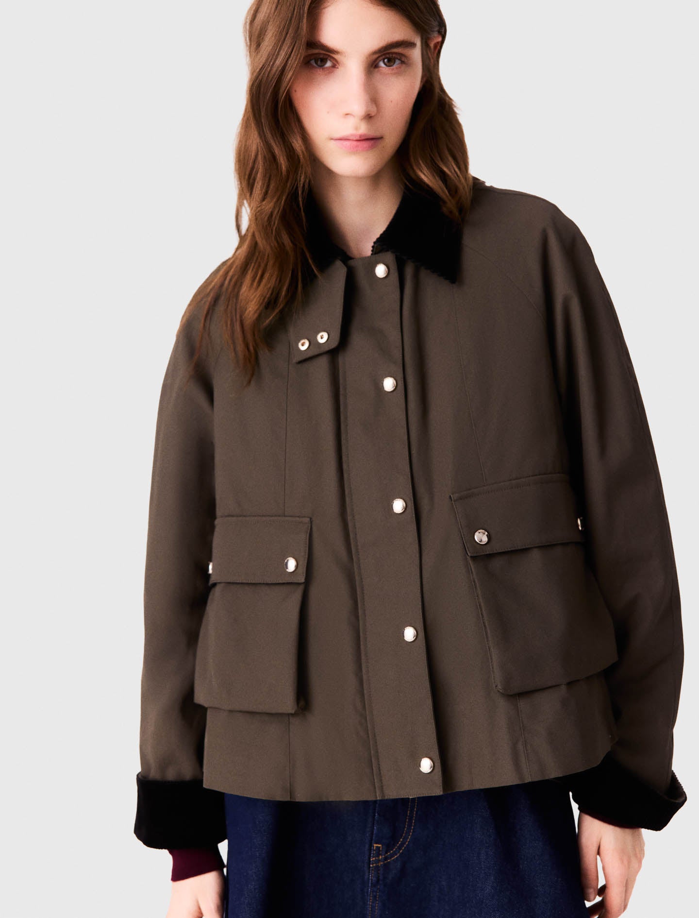 Cotton trapeze jacket Khaki