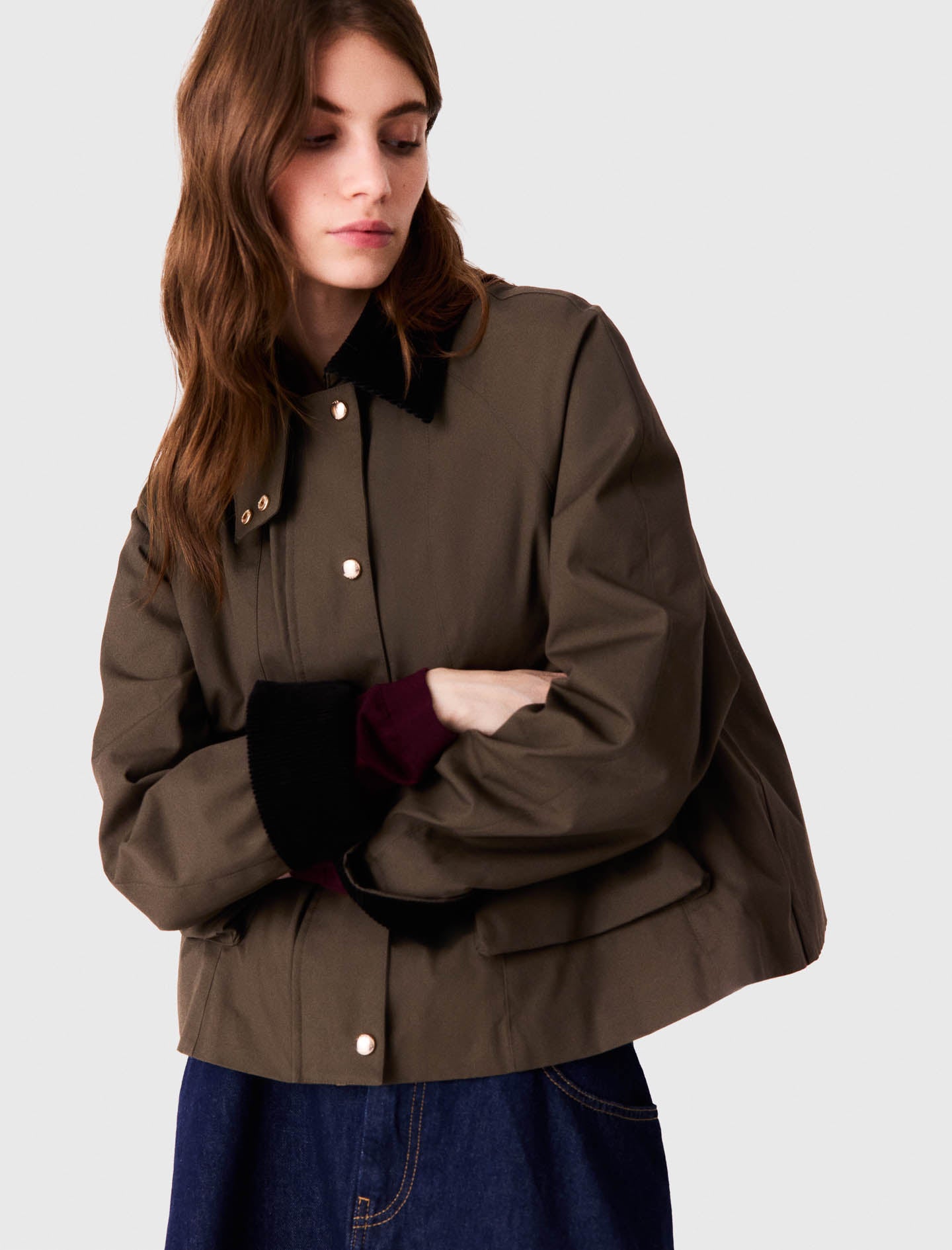 Cotton trapeze jacket Khaki