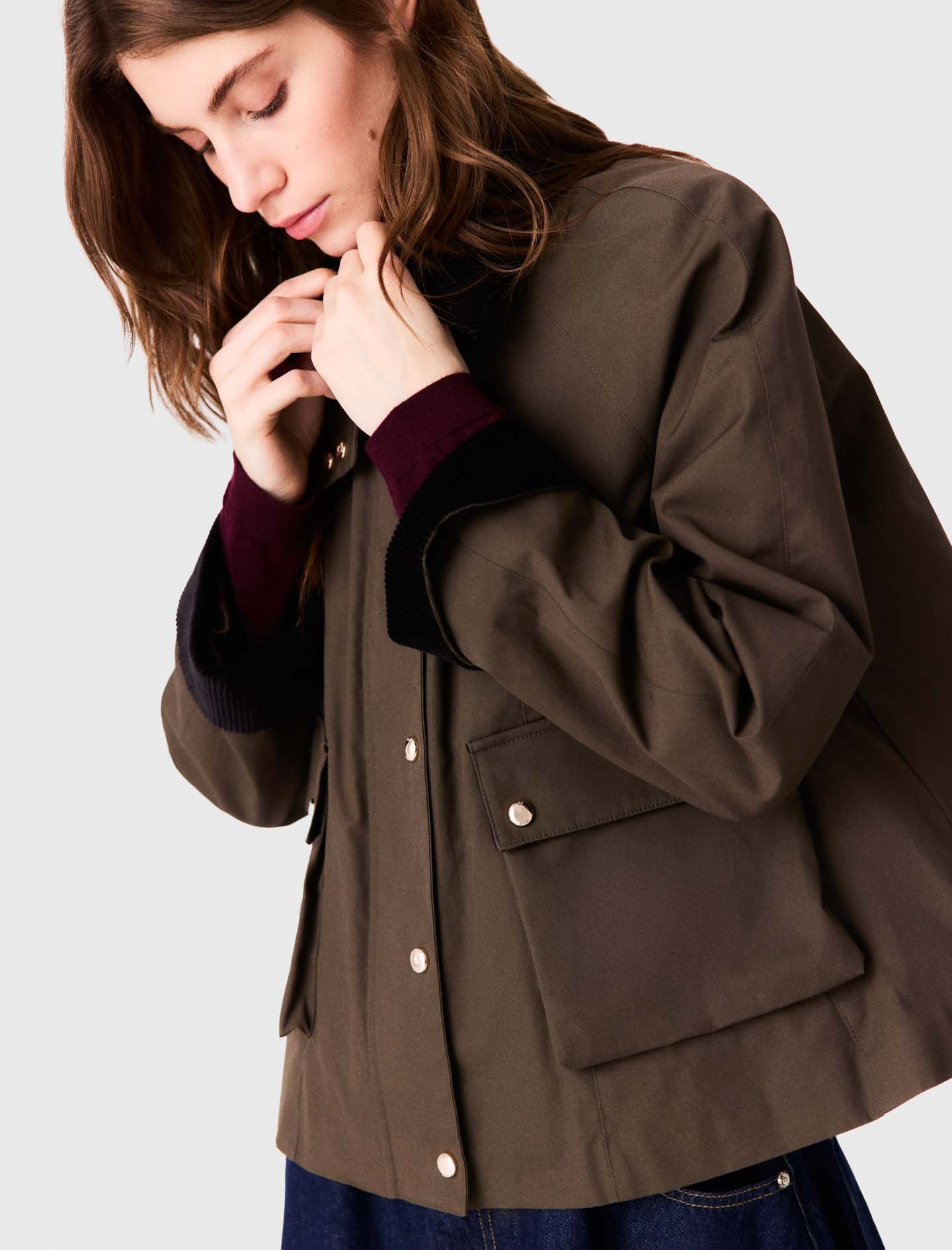 Cotton trapeze jacket Khaki