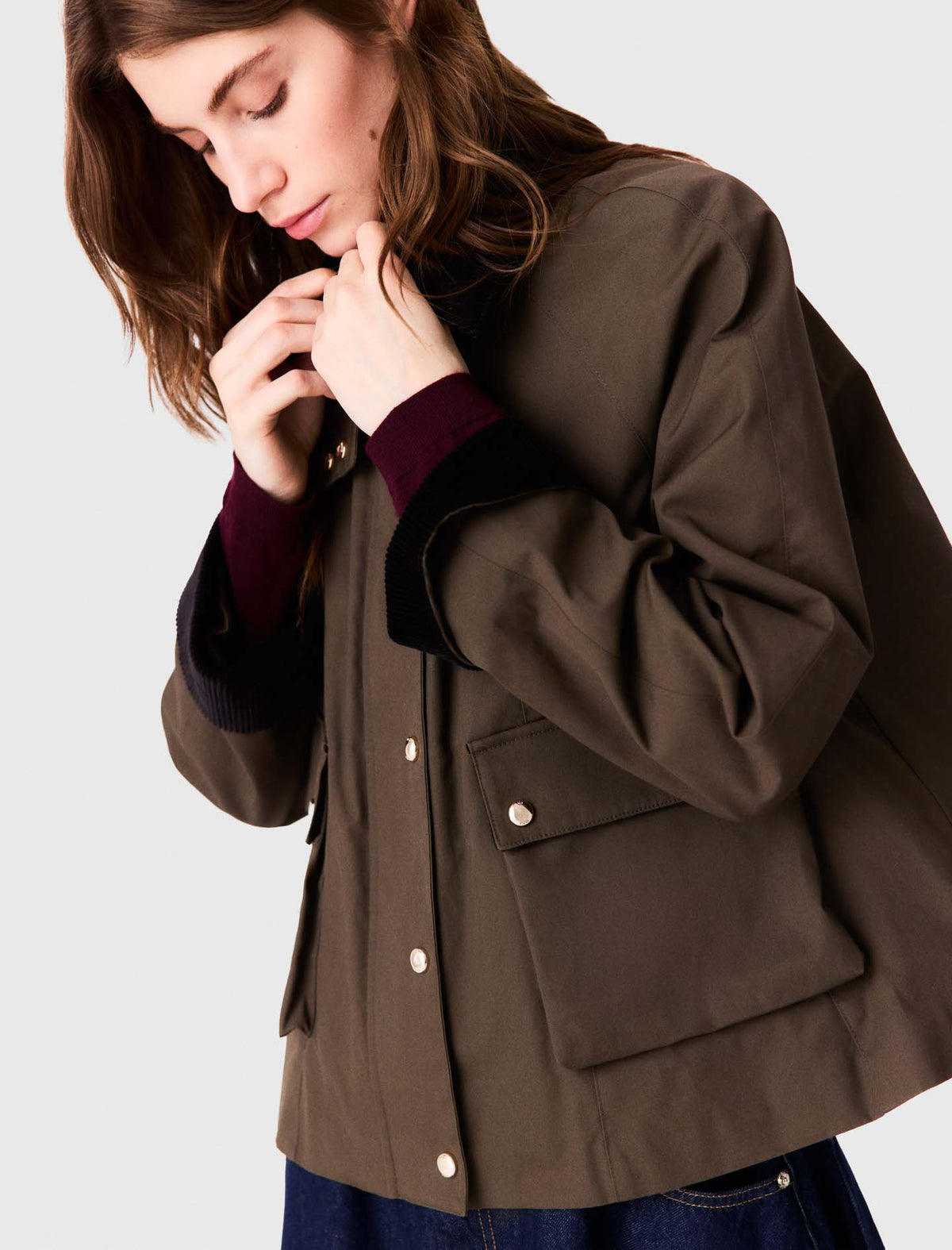 Cotton trapeze jacket Khaki