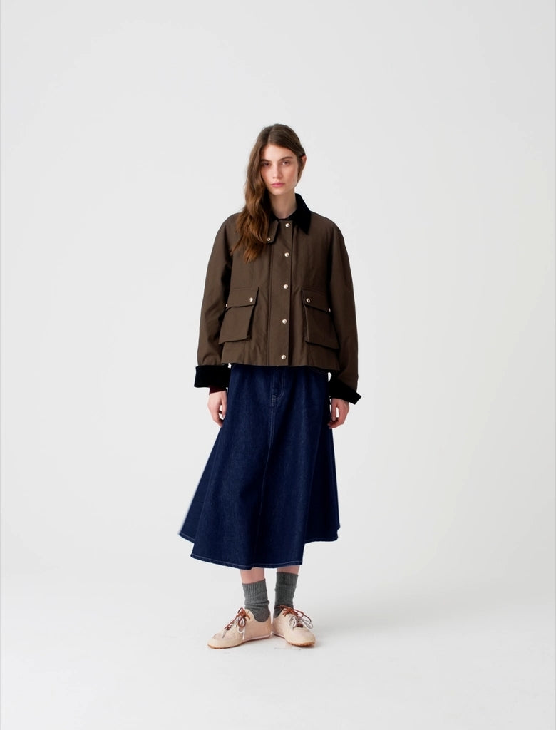 Cotton trapeze jacket Khaki