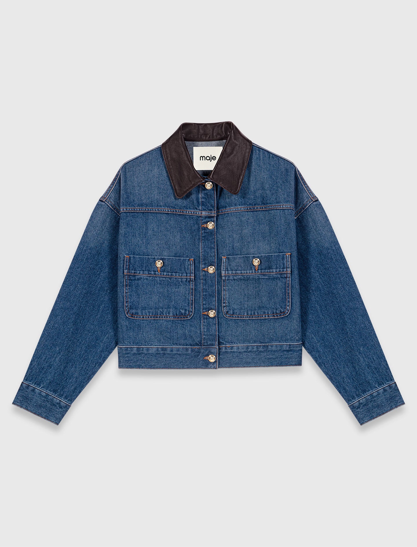 Denim and leather jacket Blue