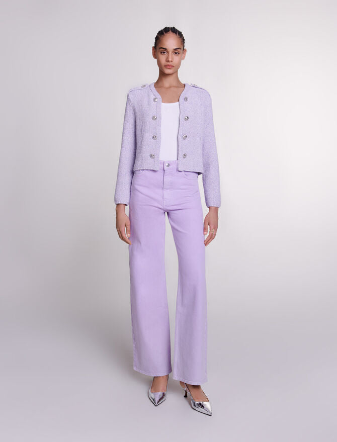 Parma Violet featured Cropped glitter knit cardigan