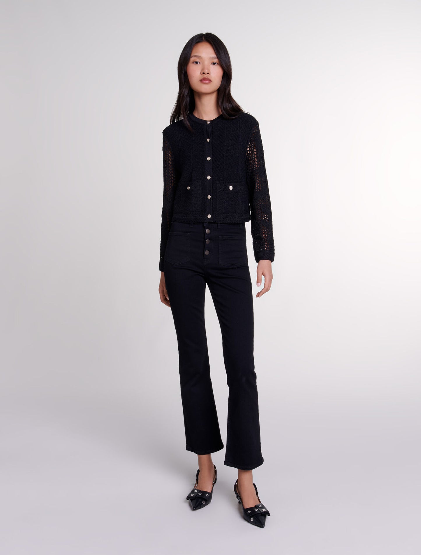 Black featured Crochet cardigan