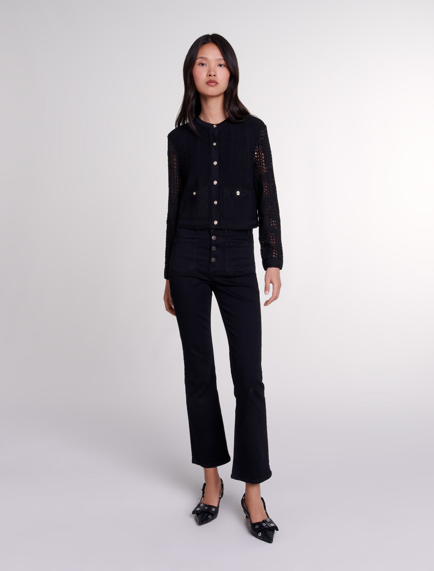 Black featured Crochet cardigan