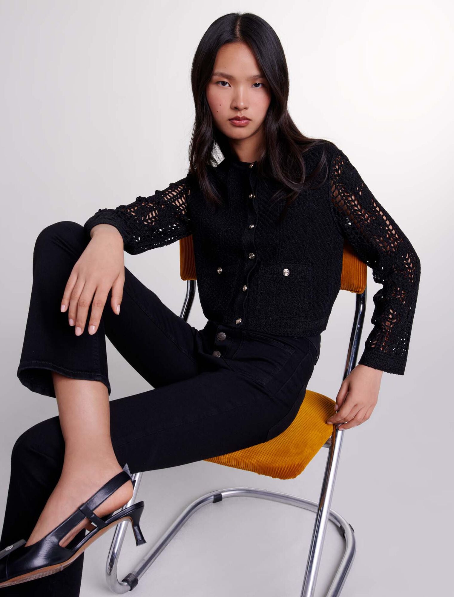 Black   Crochet cardigan